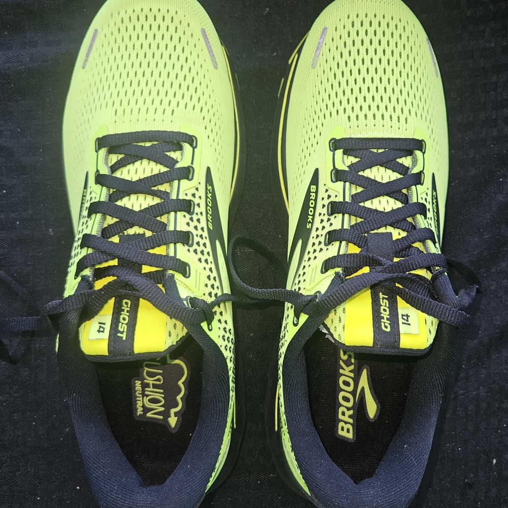 Brooks Ghost 14 Running Shoes in Neon Yellow and Black